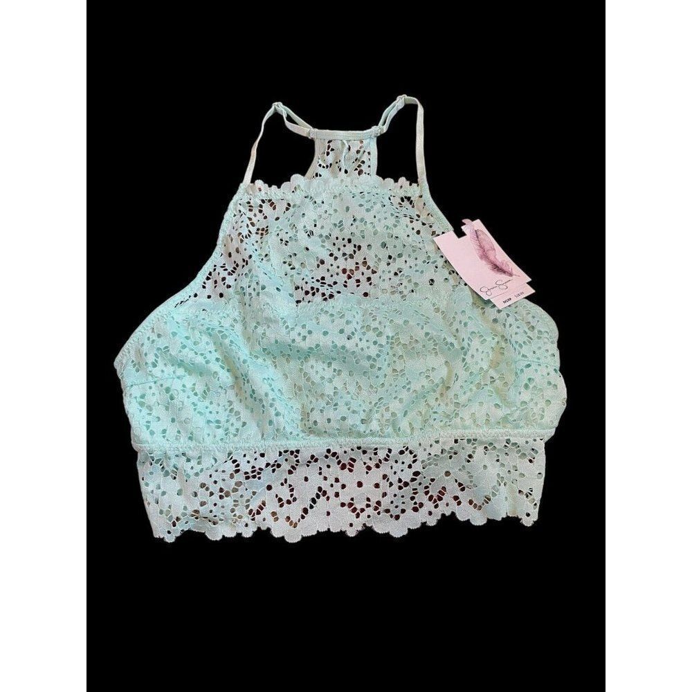 Jessica Simpson Cropped Tank Top Size L 12-14 Eyelet Lace Ruffle